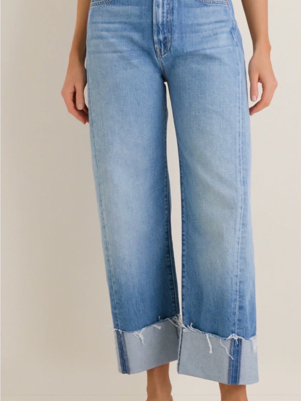 NWT! MOTHER half pipe ankle cuff barrel fray jeans